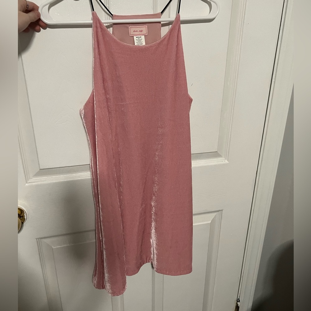 pink velvet dress